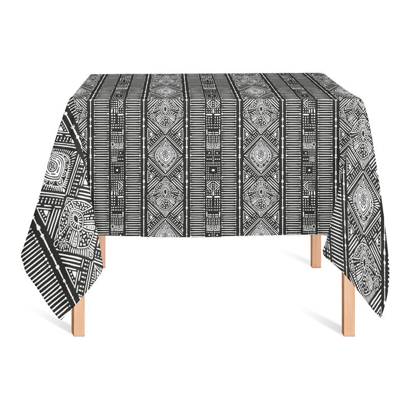 Nappe géométrique carrée, Noir