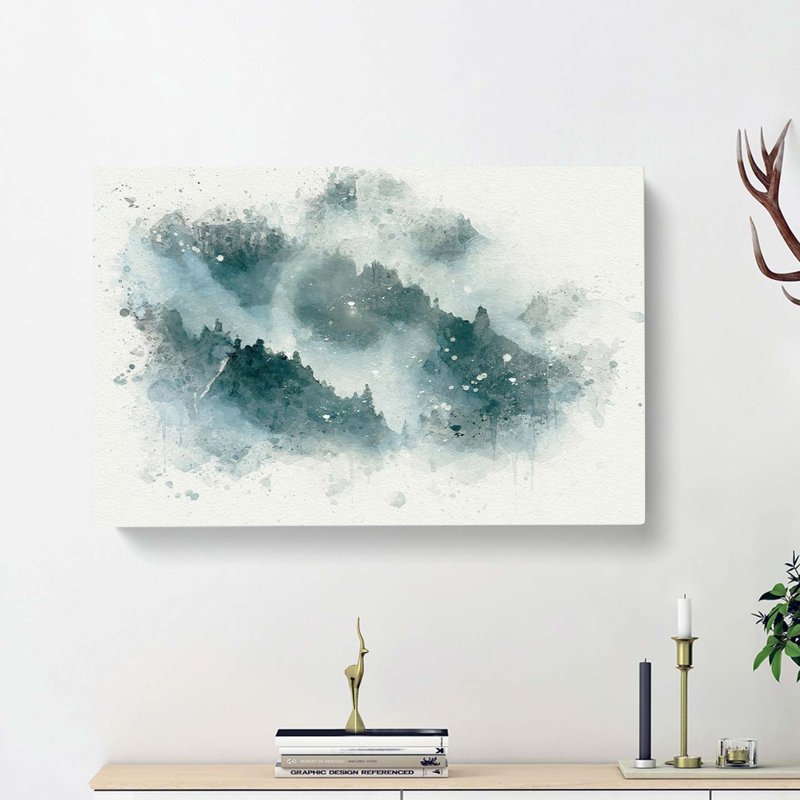Grey Wolf In A Winter Forest In Abstract - Wrapped Canvas, 40cm H x 60cm W x 3cm D