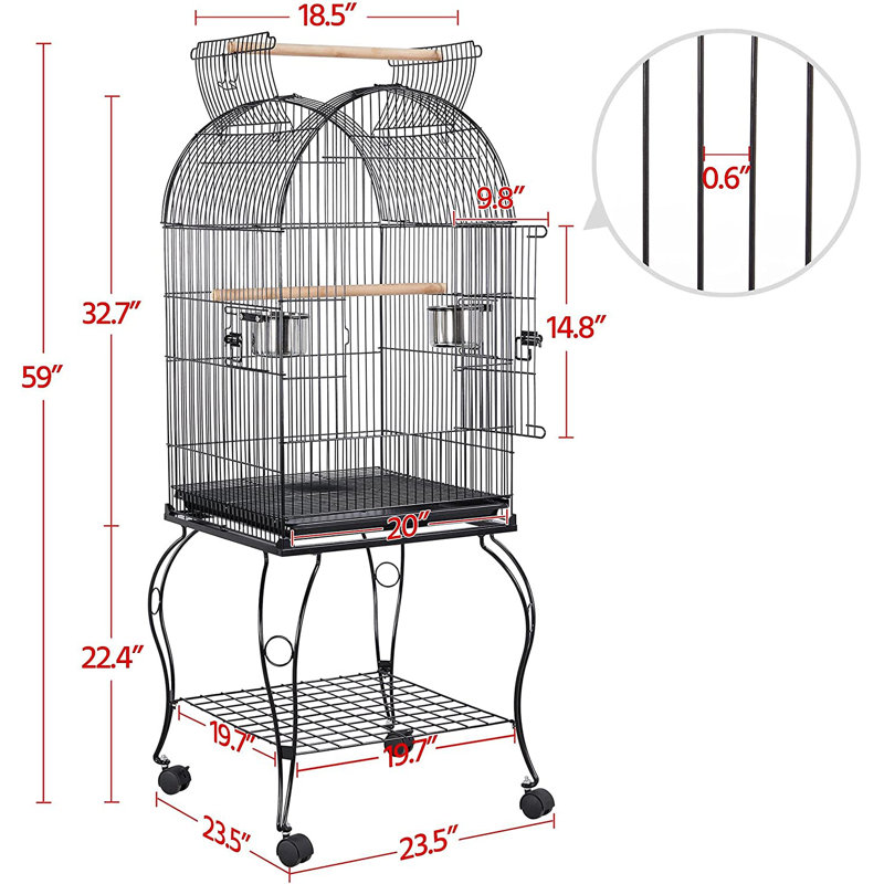 Cage à oiseaux avec roulettes 59 po Gabrielson