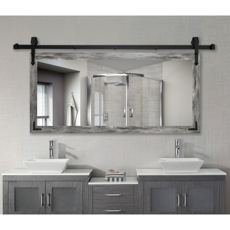 Neace Engineered Wood Rectangle Mirror, 30.5'' H x 64'' W x 0.75'' D, Gray