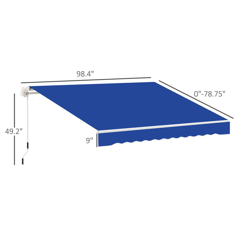 Auvent rétractable extérieur 8 pi x 7 pi Outsunny, Bleu