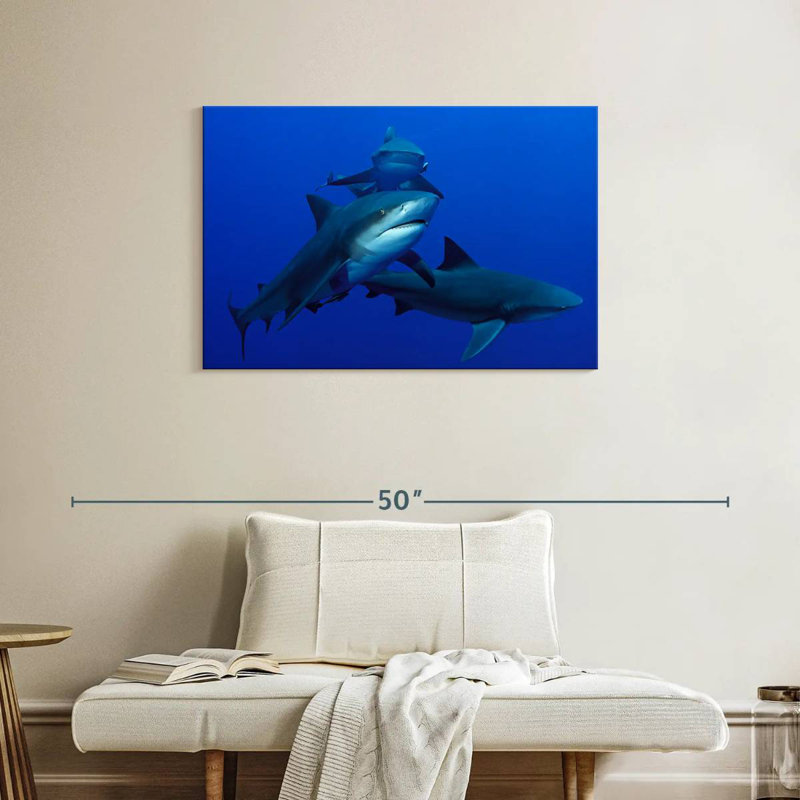 Triple Sharks, 24" H x 36" W