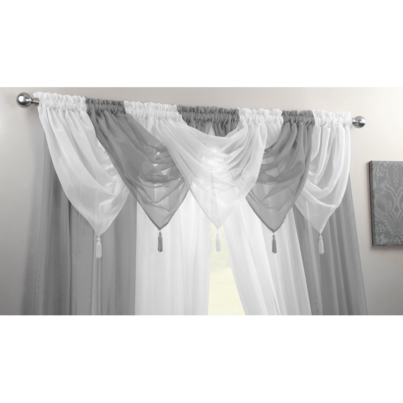 Maloy Solid Colour Pointed Window Pelmet, Silver