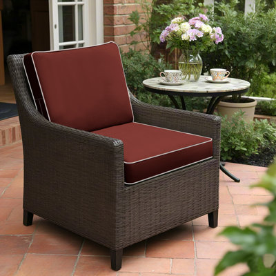 Ensemble de 2 coussins de chaise d'extérieur carrés, imperméables et résistants aux rayons UV, double passepoil, cordon, coussins de chaise de patio, rouge