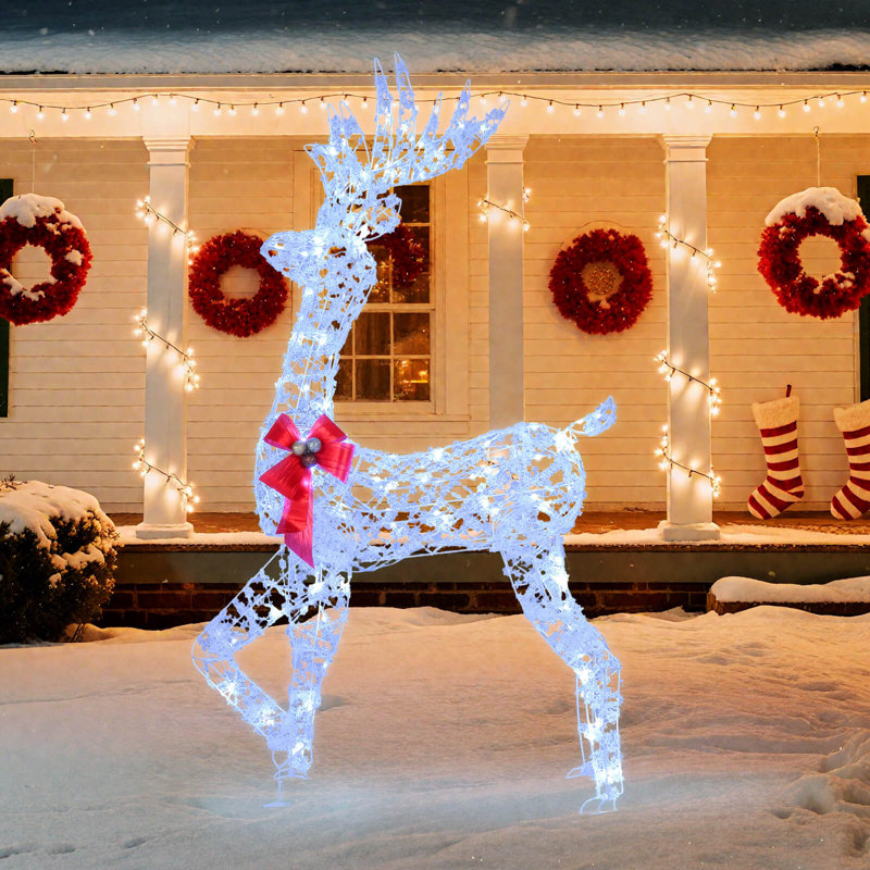 Renne de Noël illuminé 5 pi avec 100 lumières DEL, décoration de Noël pour la maison