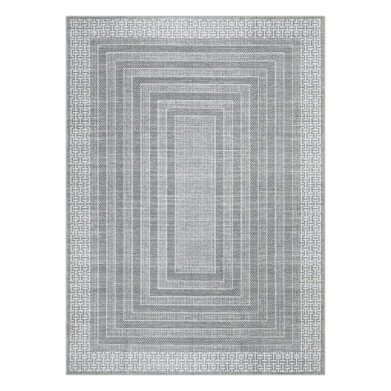 Modern Machien Washable Rugs for Living Room Ultra-Soft Geometric Bordered Indoor Rug, Non Shedding Low Pile Bedroom Carpet, Contemporary Floor Mats for Nursery