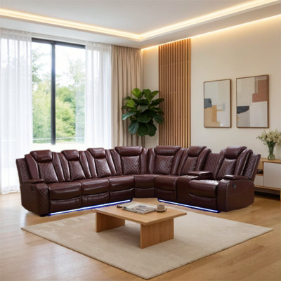 Canapé modulaire inclinable électrique 3 pièces avec chargeur sans fil, lampe de lecture et lumière DEL