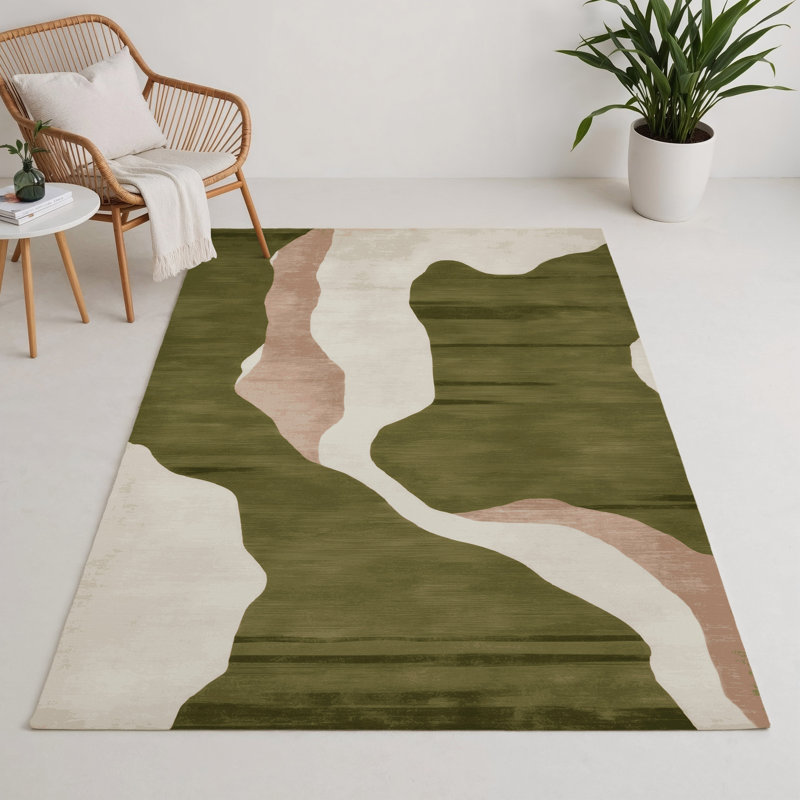 Tapis intérieur et extérieur brun Watercolor, Rectangle 9 pi x 12 pi