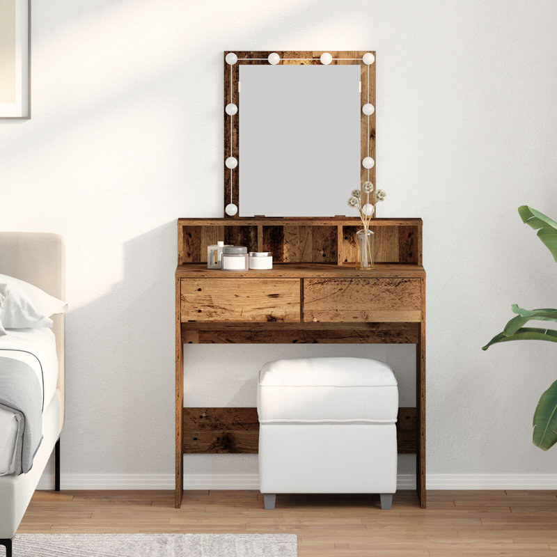 Dressing Table Standard Mirror Vanity Table, Old Wood