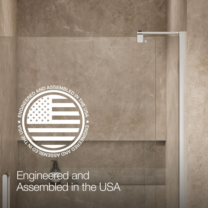 Revel 35.8'' x 70'' Pivot Shower Door with CleanCoat® Technology, Crystal Clear, Bright Polished Silver