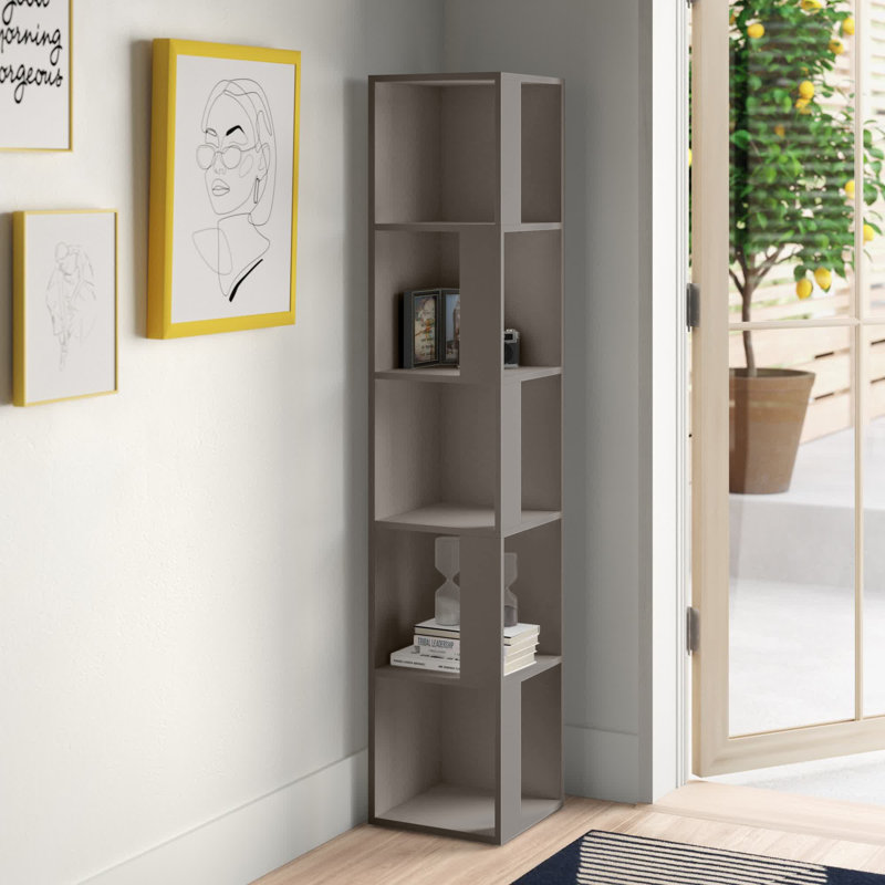 Bensonhurst Corner Bookcase Unique Design & Modern Style, Light Mocca