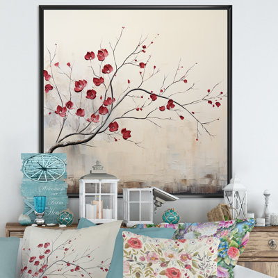 Minimaliste grenat Grace Leafy Dreamscape sur toile