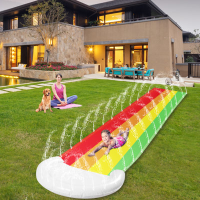 Slip And Slide, Upgraded High-quality Rainbow Water Slides For Kids Backyard 14ft Single Slip And Slide For Kids Long Lawn Kids Water Slide Outside Water Toys Apply To Backyard For Family