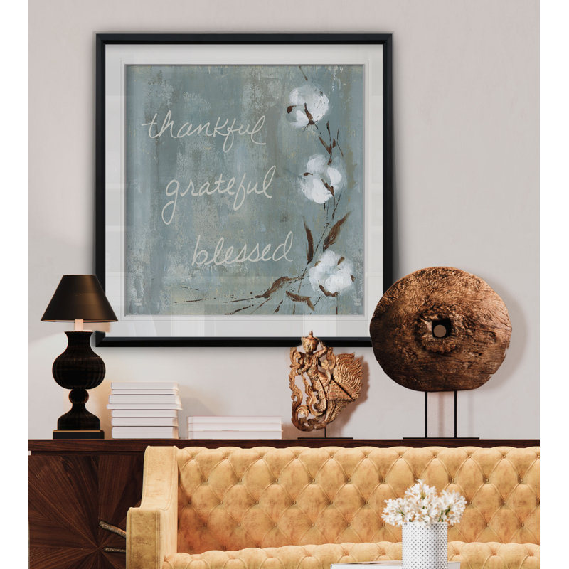 Reproduction d’art textuel thankful, H 17,5 po x l 17,5 po x P 1,5 po, Cadre noir