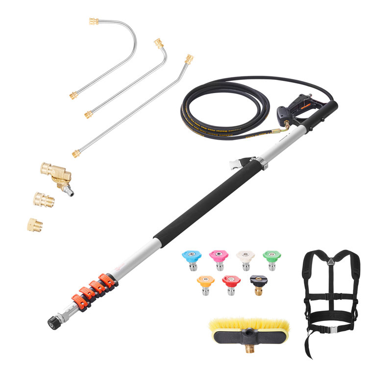 Tête de brosse télescopique avec laveuse à pression 21 pieds avec brosse de pulvérisation télescopique incluse
