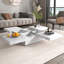 Table basse carrée en placage de marbre avec plateau coulissant et rangement blanc 39,4 po