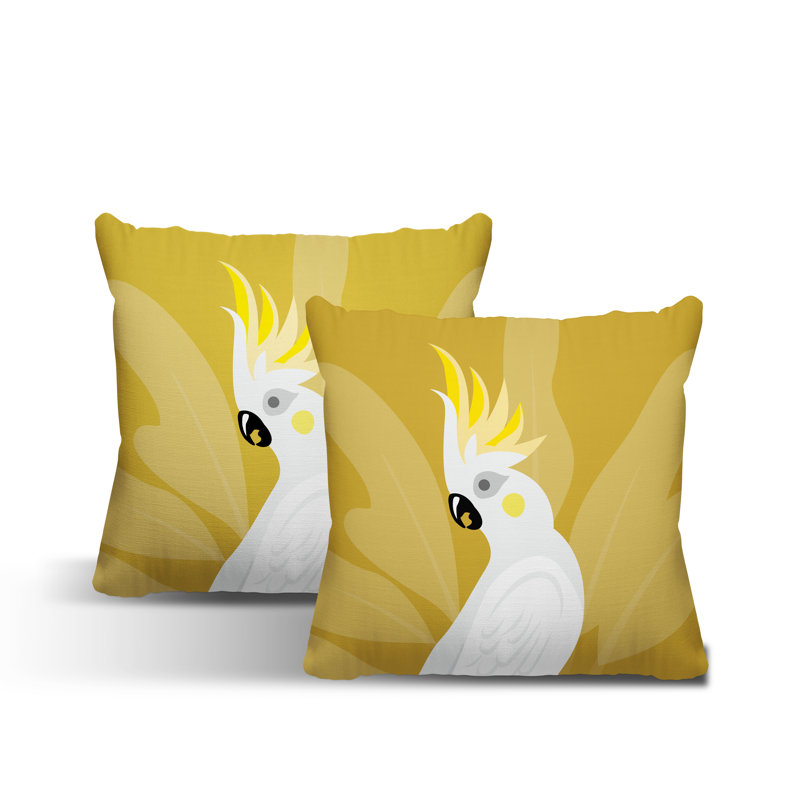 Coussin intérieur / extérieur Catoo Bird, L 17 po x H 17 po, Jaune
