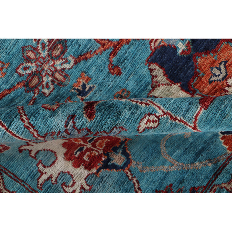 Tapis unique bleu / rouge 8 pi 1 po x 9 pi 7 po