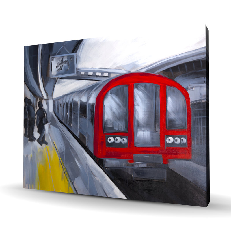 «People Waiting Metro - Transport», art sur toile bleu pour la décoration