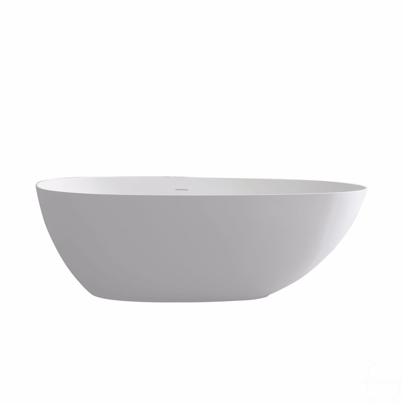 67"  Solid Surface Deep Soaking Bathtub, Matte White