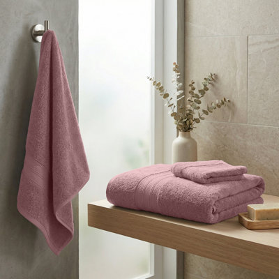 Ensemble de 3 serviettes de toilette en coton Atlas Heavyweight Plush Absorbant Solid Dobby Border