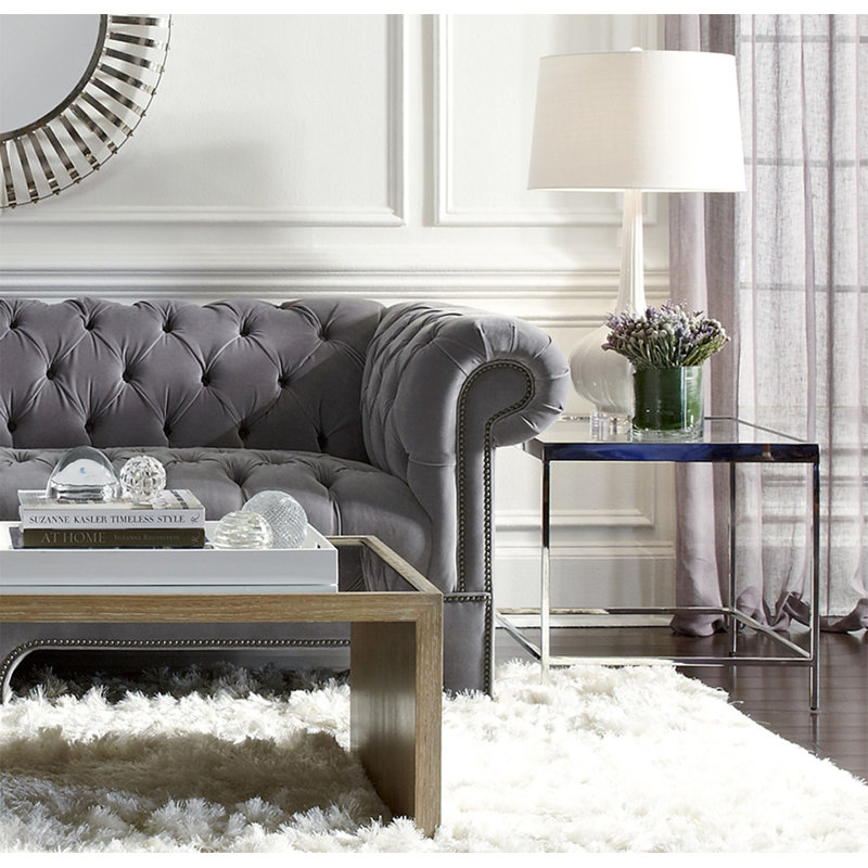 Vienna Side Table - Glass  Top, Pewter