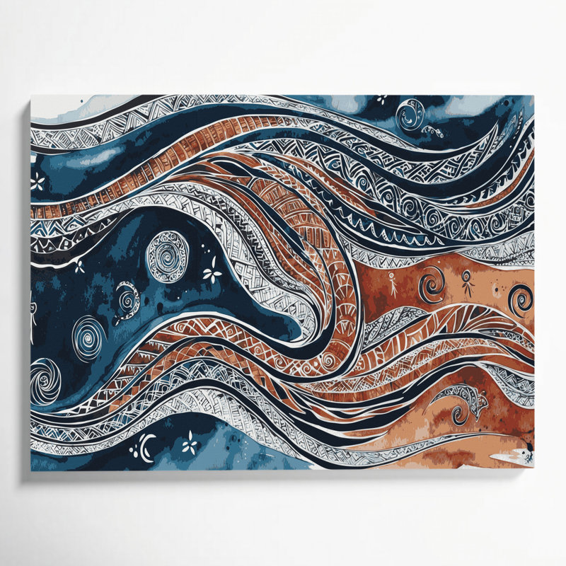 Art mural hawaïen avec motifs polynésiens gris