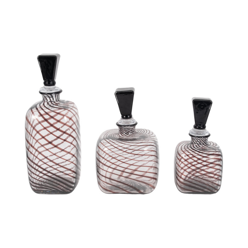 Latitude Run® 11/13/17" Lilou Art Glass Bottles With Stopper, 3 Pieces