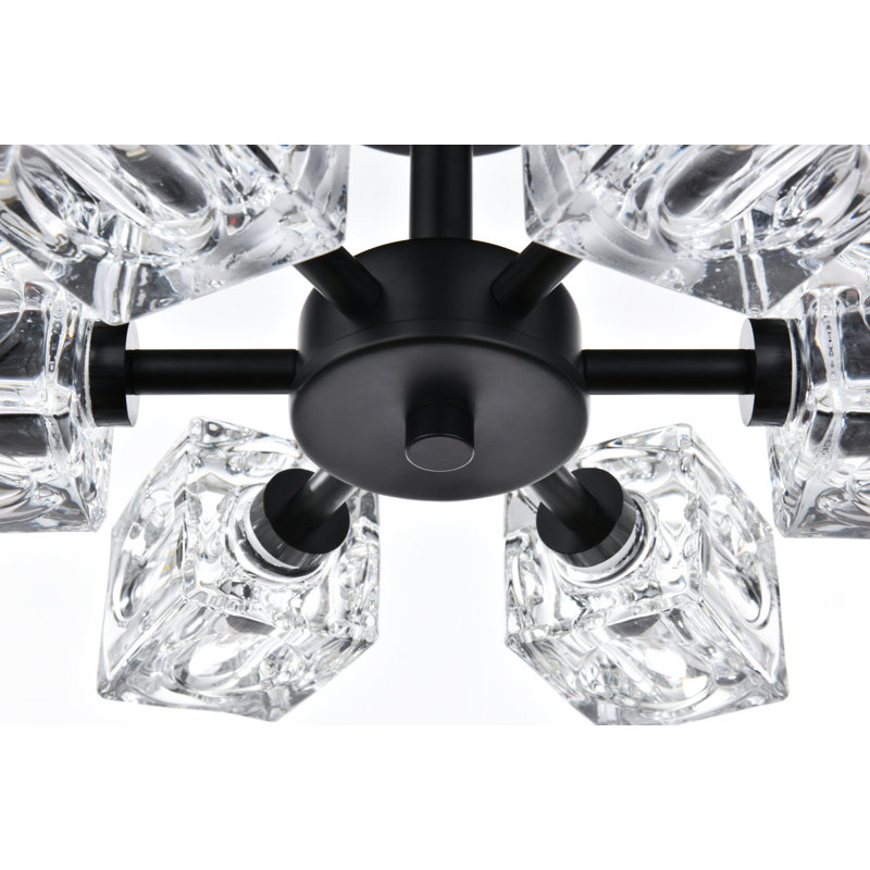 Yil Glass Semi Flush Mount, Black