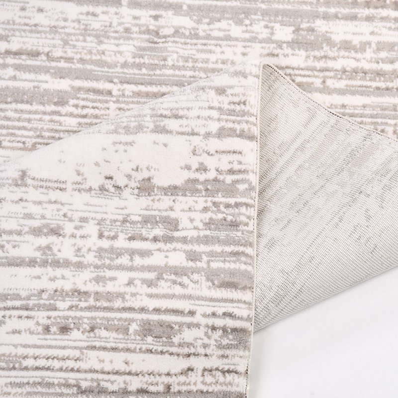 Tapis moderne / abstrait beige lavable à la machine antidérapant, Tapis de couloir 3 pi 4 po x 8 pi 3 po
