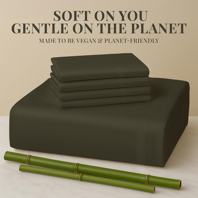 Premium Rayon From Bamboo Blend Sheet Set With Deep Pockets, Cooling and Breathable, King Sheet Set with 4 Pillowcases