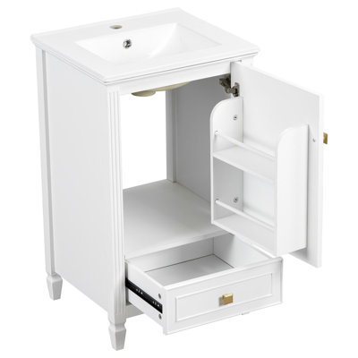 Meuble-lavabo de salle de bain avec lavabo en céramique