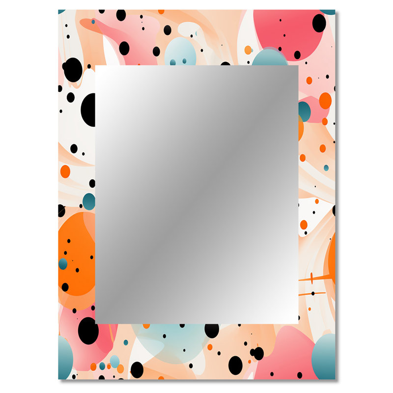 Adelmis Modern Fusion Polka Dots Pattern - Polka dots  Mirror, Graphic Print, Geometric Decorative Wall Mirror, Printed Metal Art