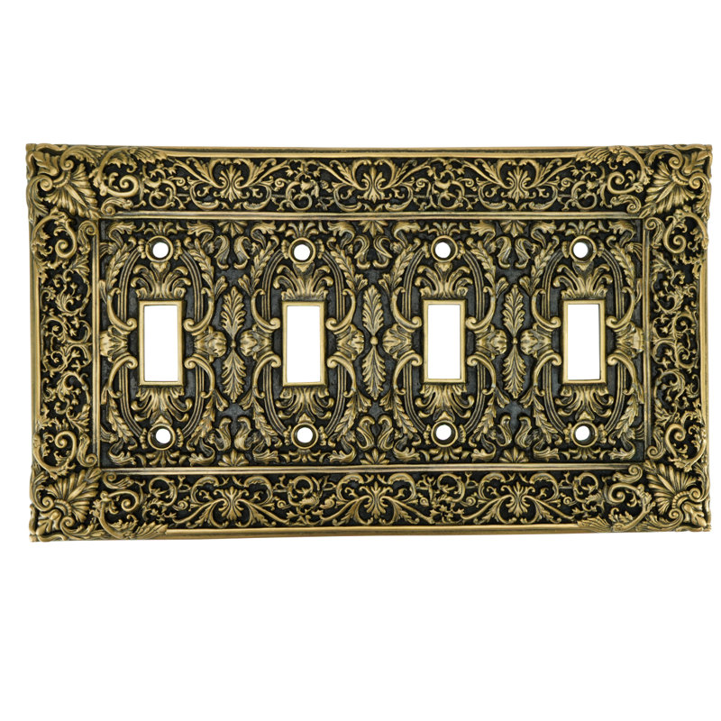 GLENDALE QUAD TOGGLE SWITCH COVER; IN MUSEUM GOLD
