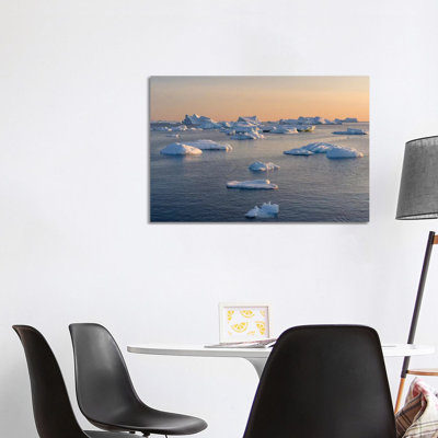 Icebergs in the Disko Bay. Inuit Village Oqaatsut Located in Greenland 1 Piece Wrapped Canvas Wall Art