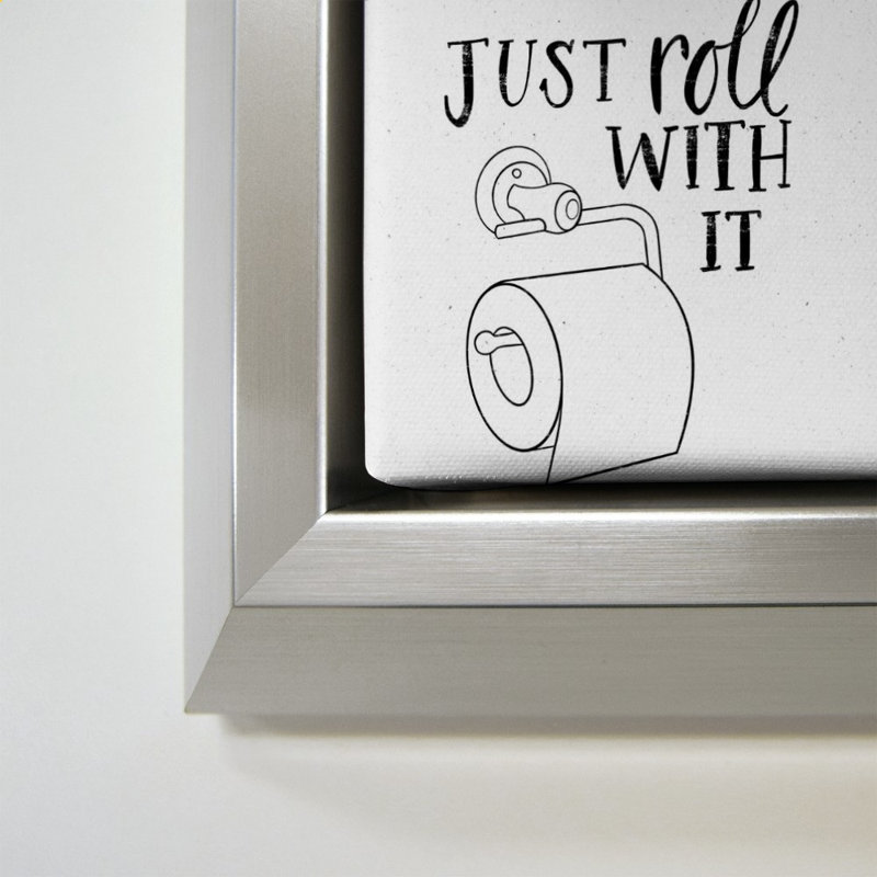 «Bathroom Puns V» par Becky Thorns - Impression sur toile, H 64 po x l 44 po, Argent