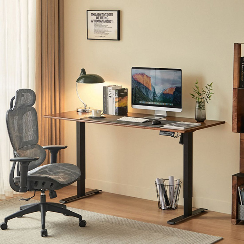 Bureau debout rectangulaire en bois massif noyer, H 46,06 po x l 47,24 po x P 23,62 po