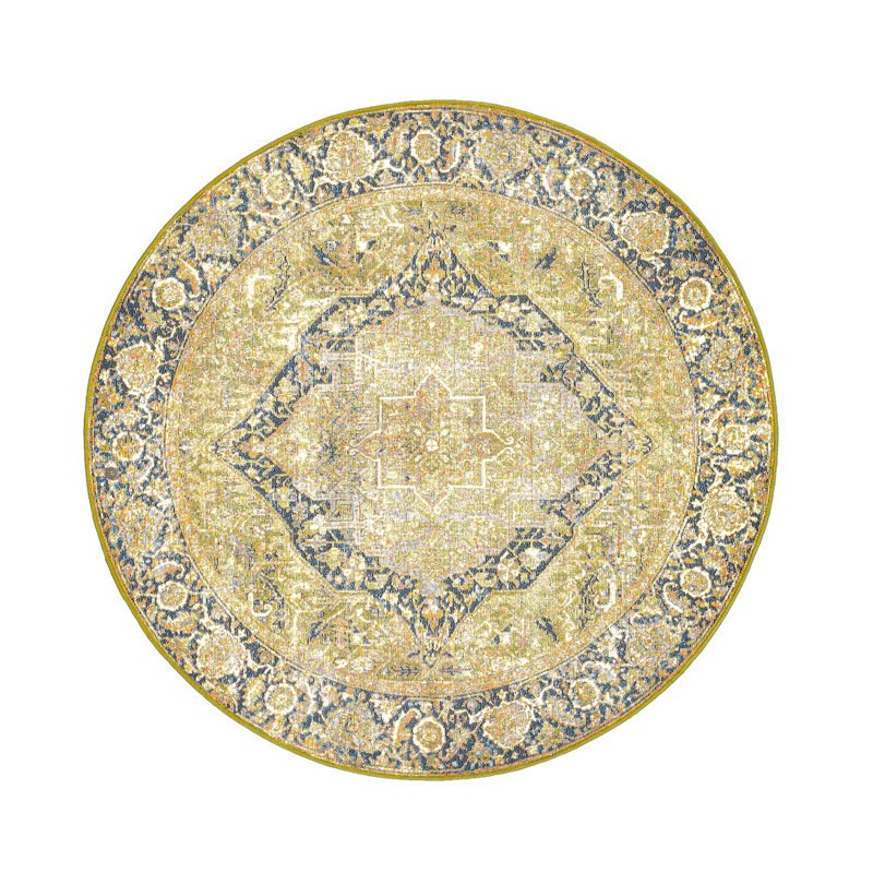 Funky Flatweave Green Rug, Round 160cm