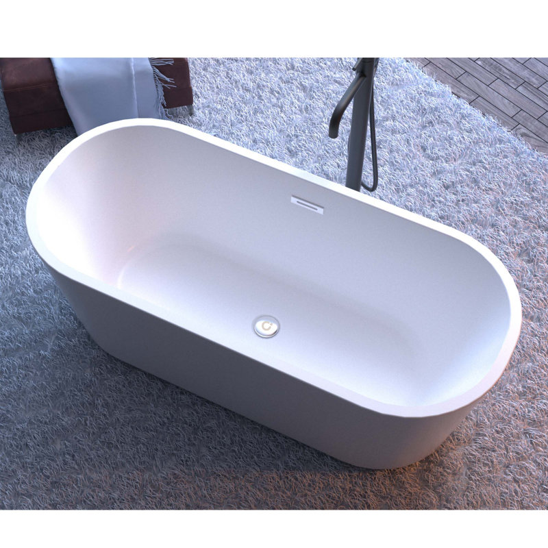 63" Acrylic Freestanding Soaking Bathtub With Chrome Overflow & Drain, Cupc Certified