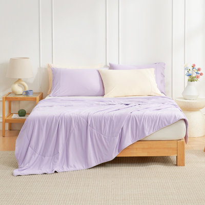 Édredon rafraîchissant pour les dormeurs chauds - Réduit la température de la peau de 2 à 5 ° C, rembourrage en duvet synthétique, lavable à la machine, couverture toutes saisons pour les sueurs nocturnes