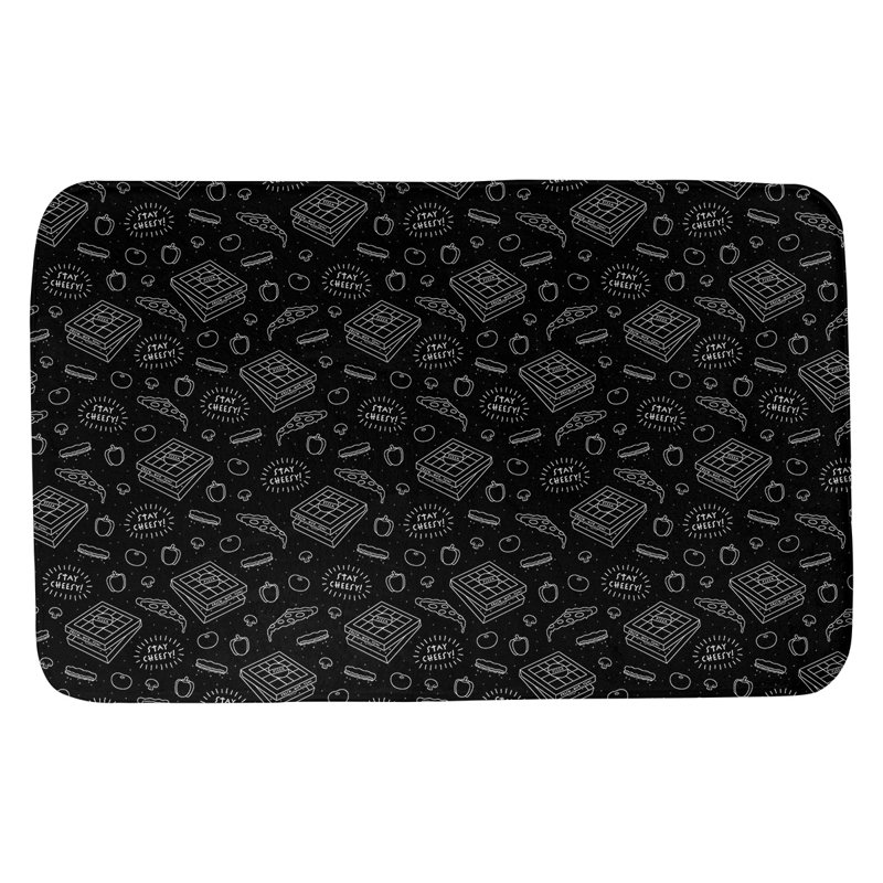 Tapis pour salle de bain Avicia, l 17 po x L 24 po, Noir / Blanc