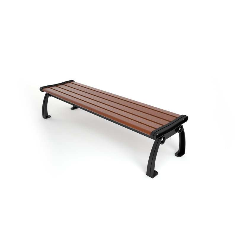 Banc de parc en plastique recyclé sans dossier Heritage, 6 pi, Noir, Brun