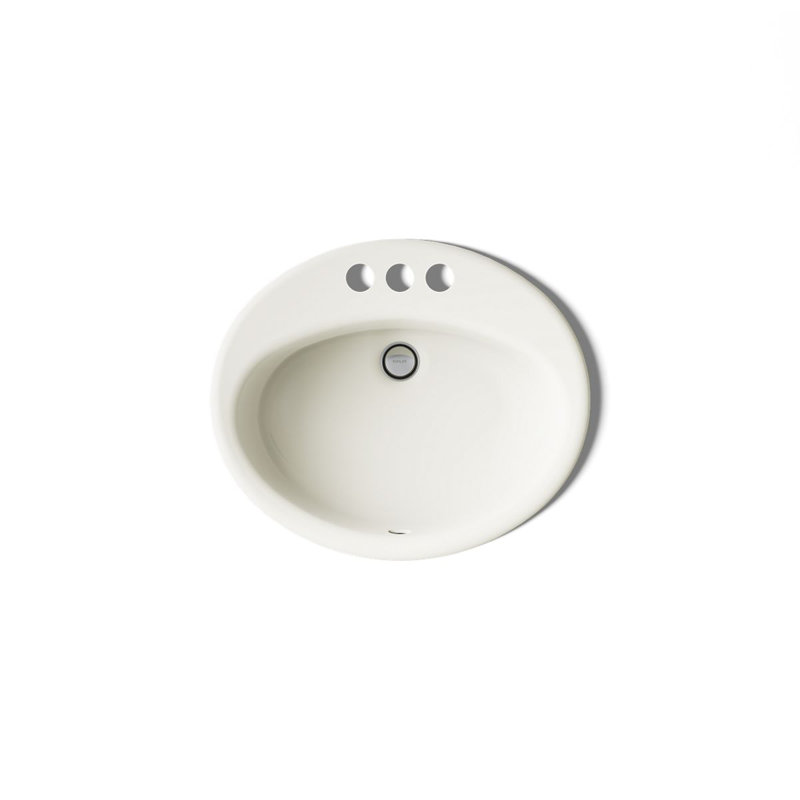 Farmington Metal Oval Drop-In Bathroom Sink with Overflow, Biscuit, 4" Center