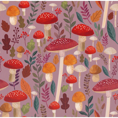 Mushroom Muse Green Boswell Wallpaper