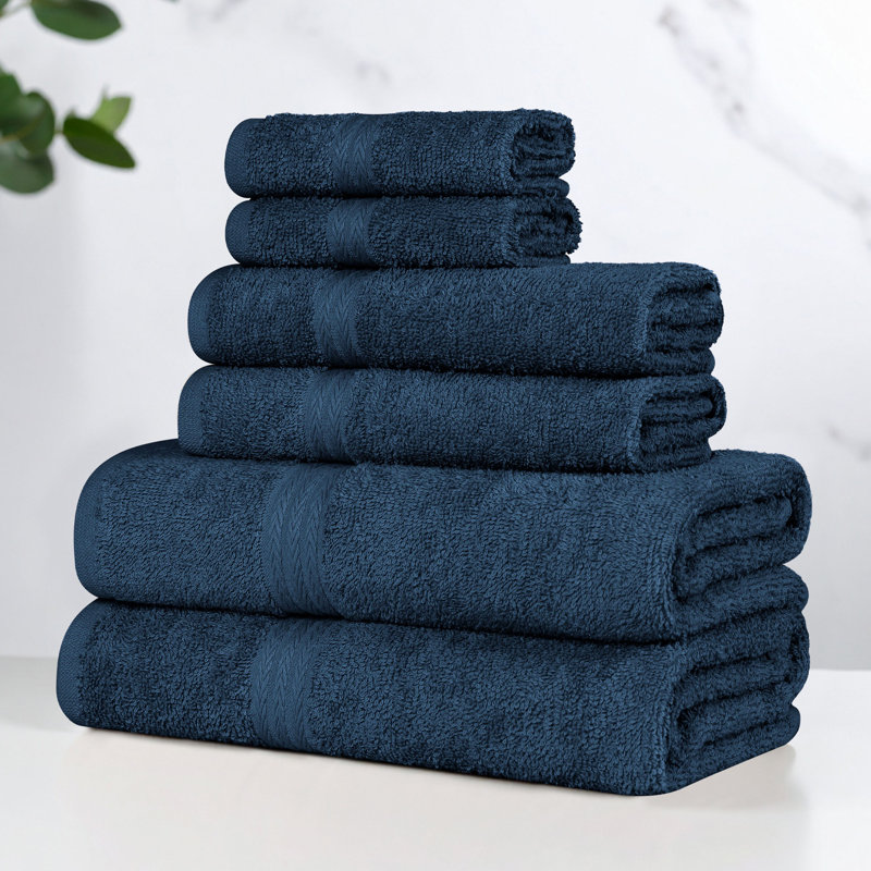 Ensemble de serviettes 6 pièces 100% coton à séchage rapide Miami, Marine