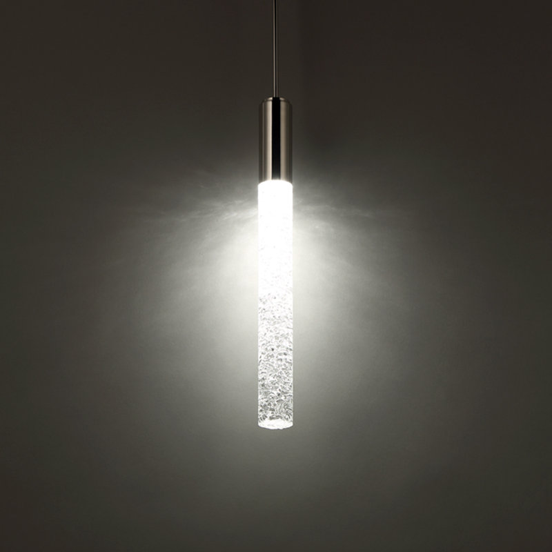Polished Nickel Mini LED Pendant with Crystal Shade