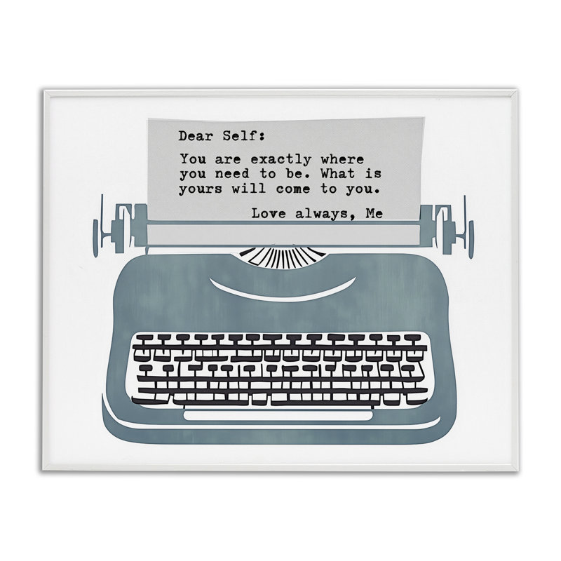Note inspirée de machine à écrire à giclée, design par Annabelle Hall, H 11 po x l 14 po
