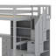 Lit mezzanine avec bureau en L et tiroirs, armoire et escalier de rangement-49701082