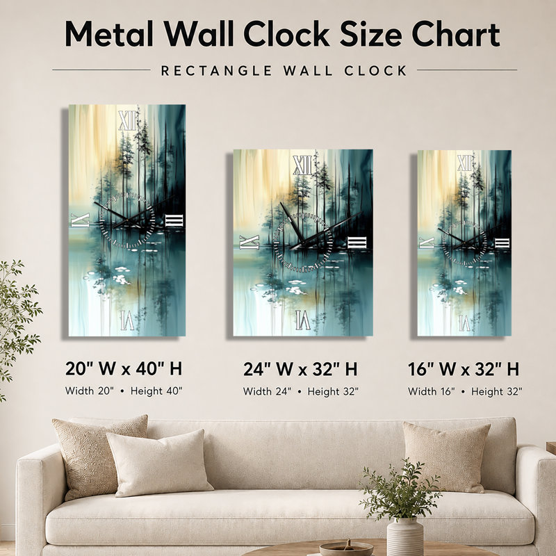 Horloge murale Quiet Mountain Lake Spring Horizon I - Nature, H 32 po x l 24 po - Rectangle