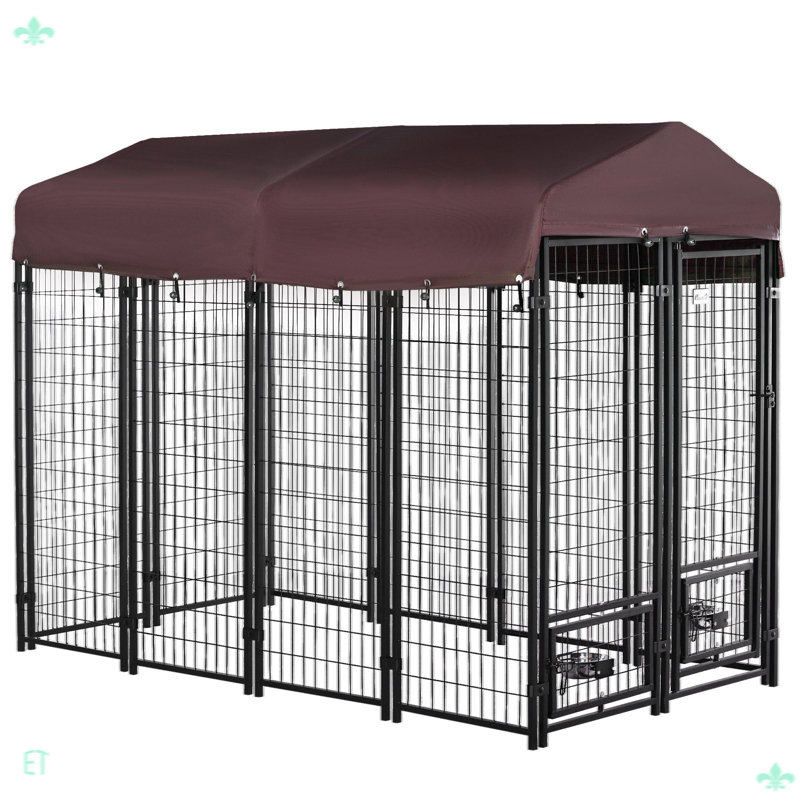 Chenil d'extérieur avec housse imperméable Pawhut, 71.92" H x 95.92" W x 48.13" D, Rouge